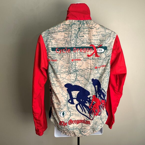 Vintage Pearl Izumi Men's red & beige Cycle Oregon full zip Jacket Small S - Picture 3 of 5
